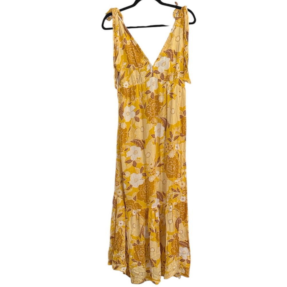 Abercrombie and Fitch Yellow Floral Tie Strap Maxi Dress NWT